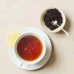 Brewed cup of Williamson's loose leaf Earl Grey Tea