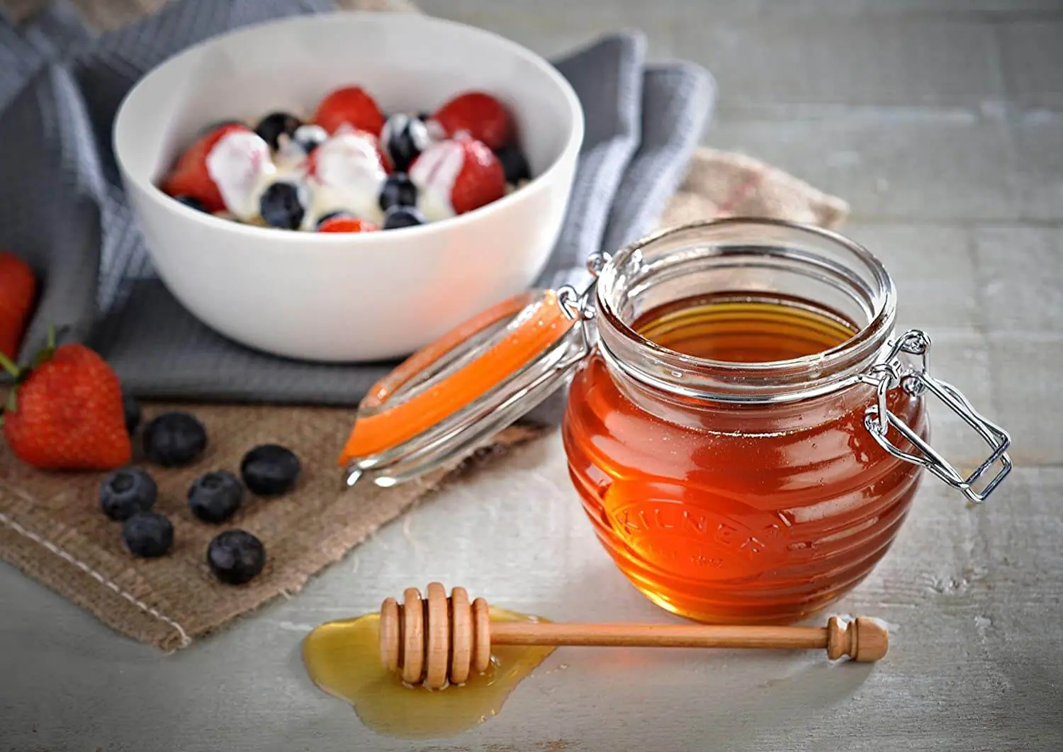 Kilner Honey Pot & Drizzler Spoon 400ml