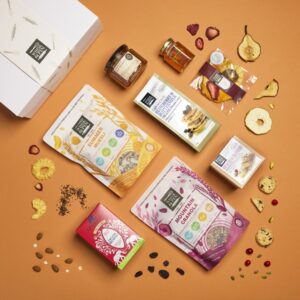 Breakfast With Whisk & Pin Hamper - bursting with muesli, honey, tea, shortbreads and more.