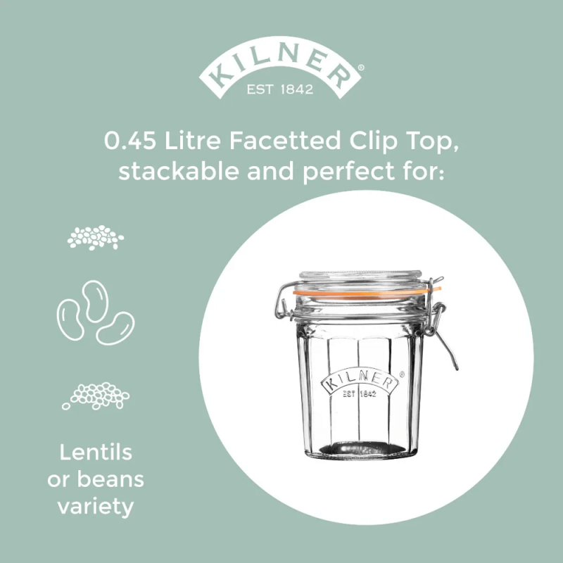 Kilner Facetted Clip Top Jar 450ml