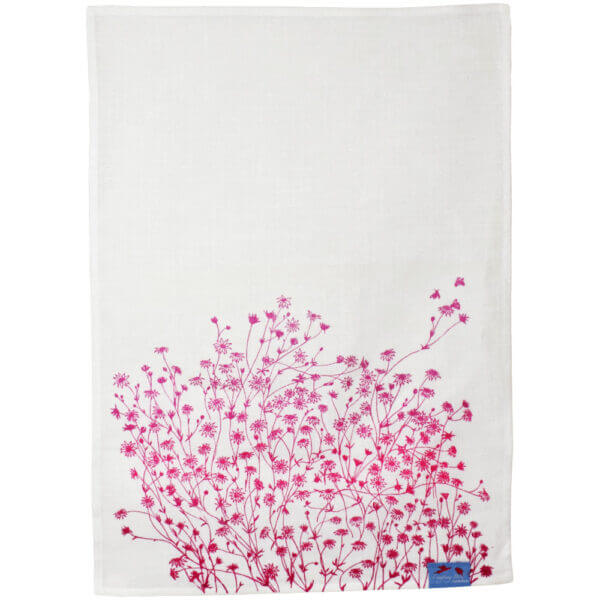 Pink Flowers Tea Towel