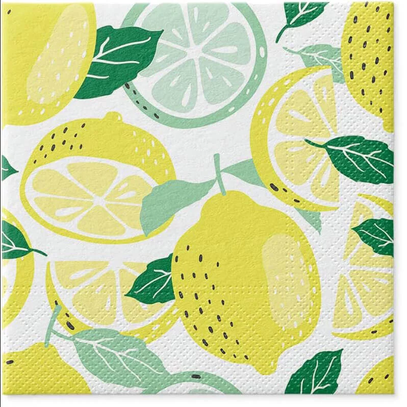 paw-lemon-napkin Paw Lunch Napkin 33cm With Tasty Lemons (Pack of 20) - Image 1