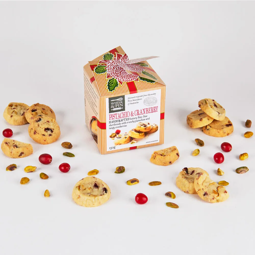 whiskandpin-pistachio-cranberry-shortbread-bite-size-150g-festive-design Pistachio & Cranberry Bite-Size Shortbreads 150g Gift Box - Image 1